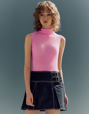 Cárdigan Urban Revivo Turtle Neck De Punto Mujer Rosas | KDC3090WF