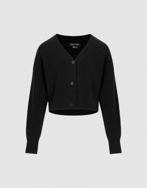 Cárdigan Urban Revivo V-Neck De Punto Mujer Negros | SXZ964XX