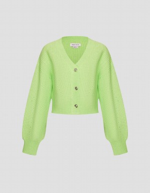 Cárdigan Urban Revivo V-Neck Knit Mujer Verdes | COB8316HX