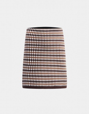 Falda Urban Revivo Argyle Pattern A-Line De Punto Mujer Marrom | GII5369RH
