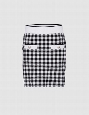 Falda Urban Revivo Checkered De Punto Mujer Grises | IQY3027GY