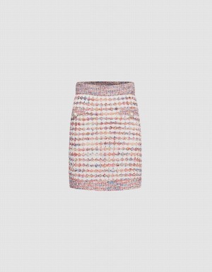 Falda Urban Revivo Contrast Trim Colorful Tweed De Punto Mujer Rosas Blancos | QZK3844YH