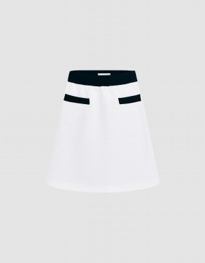 Falda Urban Revivo Contrast Trim Mini Mujer Blancos | HWZ9389MH