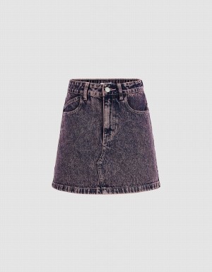 Falda Urban Revivo Distressed Mini Directo Denim Mujer Azules | ZJZ9791KM