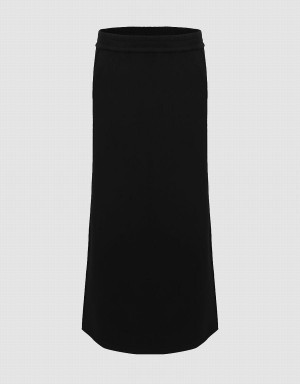 Falda Urban Revivo Elastic Cintura Midi Directo Mujer Negros | HAH5231KT