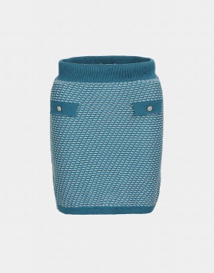Falda Urban Revivo Faux Pearl Decor Bodycon Tweed De Punto Mujer Azules | XOJ7454VM