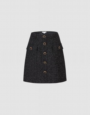 Falda Urban Revivo Flap Pocket Textured Mujer Negros | IJV9548GF