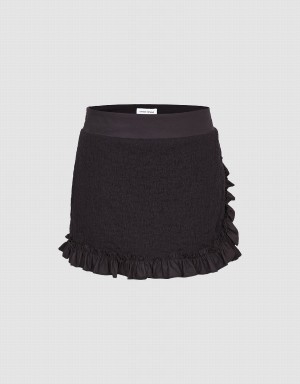 Falda Urban Revivo Frill Trim Mini Mujer Negros | MCT7644NJ