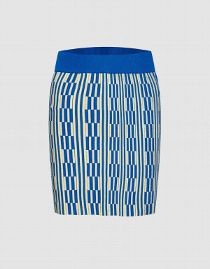 Falda Urban Revivo Geo Pattern Knit Mujer Azules | TZM1298KQ