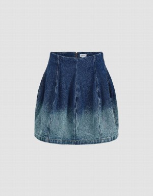 Falda Urban Revivo Gradient Mini A-Line Denim Mujer Azules | GCC320OG