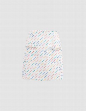 Falda Urban Revivo Letter Print Rhinestone Detail Mujer Blancos | ACO462BU