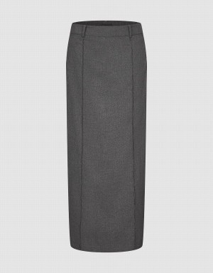 Falda Urban Revivo Maxi Directo Mujer Grises Oscuro | FPC10014WY