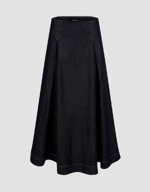 Falda Urban Revivo Midi A-Line Denim Mujer Azules | UYO6320DH