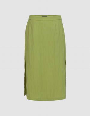 Falda Urban Revivo Midi A-Line Mujer Verdes | VUM9095SN