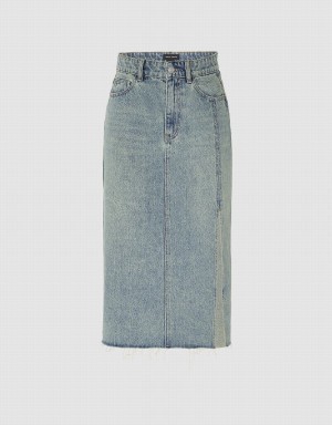 Falda Urban Revivo Midi Directo Denim Mujer Azules | ZMS6328XI