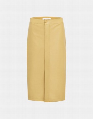 Falda Urban Revivo Midi Directo Mujer Amarillos | NYG1836LN
