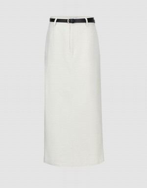 Falda Urban Revivo Midi Directo Mujer Blancos | BBT9937LU