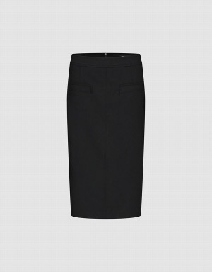 Falda Urban Revivo Midi Directo Mujer Negros | HML3394UP