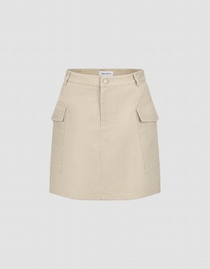 Falda Urban Revivo Mini A-Line Mujer Kaki | FLE4325DV