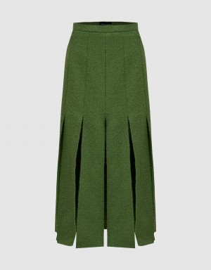 Falda Urban Revivo Plisado Midi A-Line Mujer Verdes | FYW7751WE