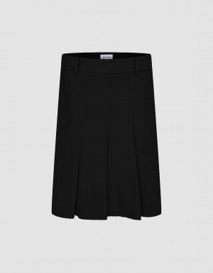 Falda Urban Revivo Plisado Midi Directo Mujer Negros | YCB754VF