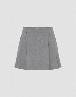 Falda Urban Revivo Plisado Mini A-Line Mujer Grises | FRX6834TX