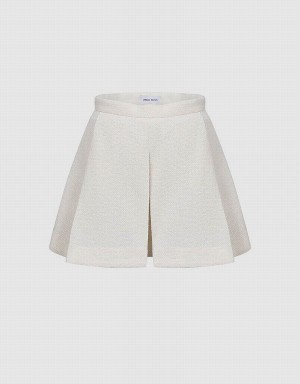 Falda Urban Revivo Plisado Mini De Punto A-Line Mujer Blancos | TBF6221UX
