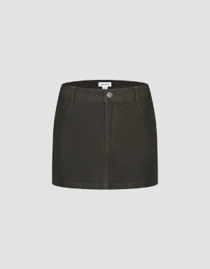 Falda Urban Revivo Raw Hem Mini Directo Mujer Verdes | CWA9945AT