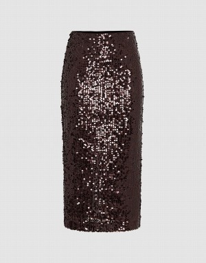 Falda Urban Revivo Sequins Midi Directo Mujer Morados | OGR5497CW