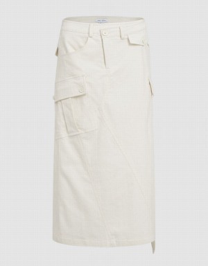 Falda Urban Revivo Utilities Midi A-Line Mujer Blancos | IIT8753TD