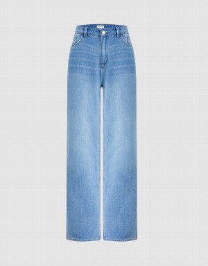 Jeans Urban Revivo Directo Fit Mujer Azules | TBQ8113GD