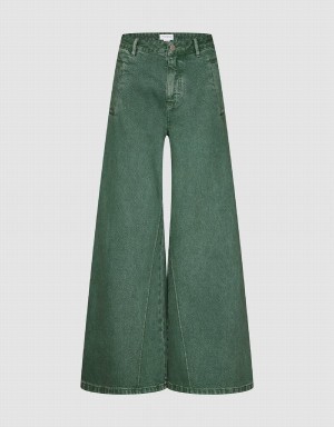 Jeans Urban Revivo Gradient Anchos-Leg Mujer Verdes | WFD8618ZW