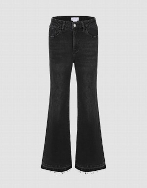 Jeans Urban Revivo Raw Hem Flare Mujer Negros | QIQ224MD