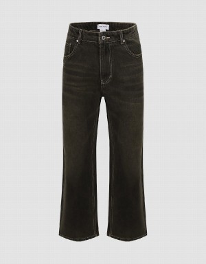 Jeans Urban Revivo Ripped Directo Hombre Grises Oscuro | LEJ9086FD