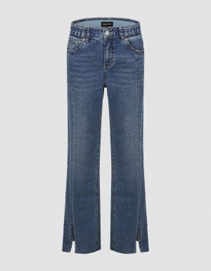 Jeans Urban Revivo Split Hem Directo Mujer Azules | HQK3147PT