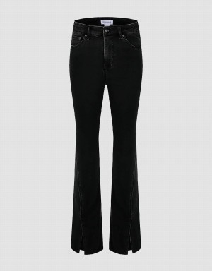 Jeans Urban Revivo Split Hem Flare Mujer Negros | MTJ33100OV
