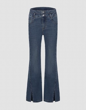 Jeans Urban Revivo Split Hem Flare Mujer Azules | NDJ194RL
