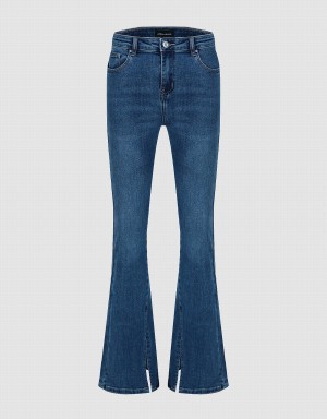 Jeans Urban Revivo Split Hem Flare Mujer Azules | QDD138LQ