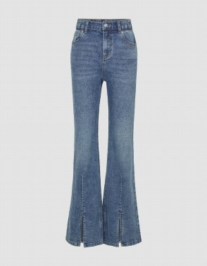Jeans Urban Revivo Split Hem Flare Mujer Azules | KVB2443XB
