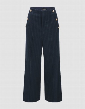 Pantalon Urban Revivo A Rayas Anchos-Leg Mujer Azules | VTN9051TJ