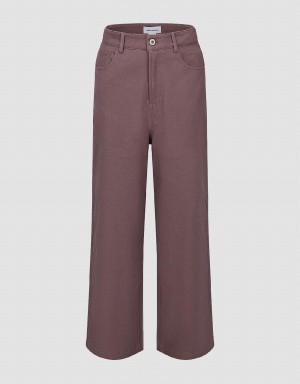Pantalon Urban Revivo Anchos-Leg Mujer Rosas | EIA7160PW