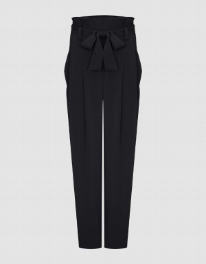 Pantalon Urban Revivo Anchos-Leg With Belt Mujer Negros | ICW7778RH