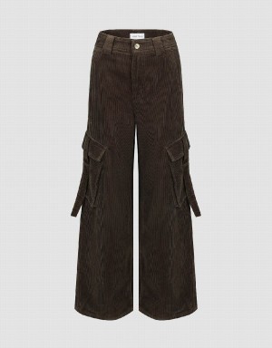 Pantalon Urban Revivo Anchos-Leg With Pockets Mujer Verdes | CDC10018DY
