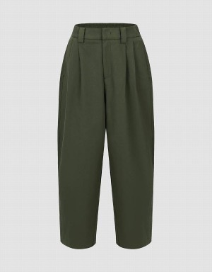 Pantalon Urban Revivo Cropped Carrot Fit Mujer Verdes | CAA241NO