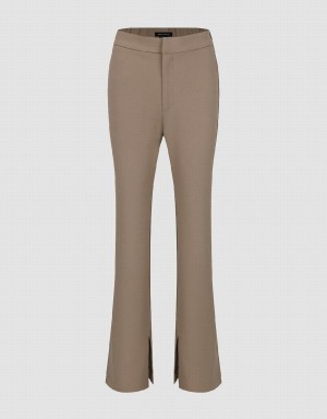 Pantalon Urban Revivo De Punto Flare Mujer Kaki | VGP8825SF