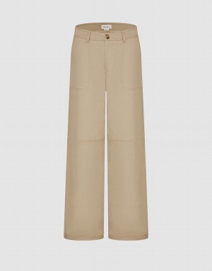 Pantalon Urban Revivo Directo Leg Cargo Mujer Kaki | AXL8592ZZ