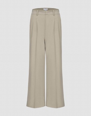 Pantalon Urban Revivo Directo Leg Mujer Kaki | LEE2330PM