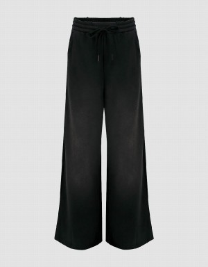Pantalon Urban Revivo Drawstring Cintura De Punto Anchos-Leg Mujer Negros | LJG9136GD