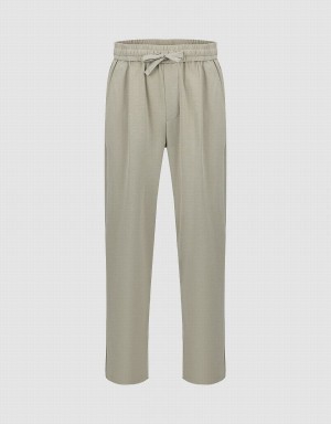 Pantalon Urban Revivo Drawstring Cintura De Punto Directo Hombre Kaki | WEX6052RB