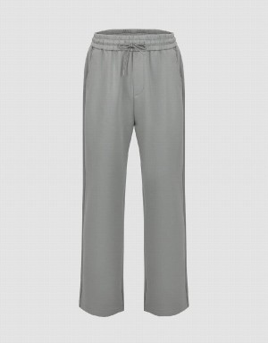 Pantalon Urban Revivo Drawstring Cintura De Punto Carrot Fit Hombre Grises Claro | ARJ6350NG